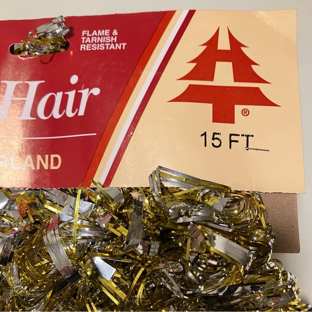 Vintage NEW Holiday Trims Angel's Hair Gold & Silver Garland